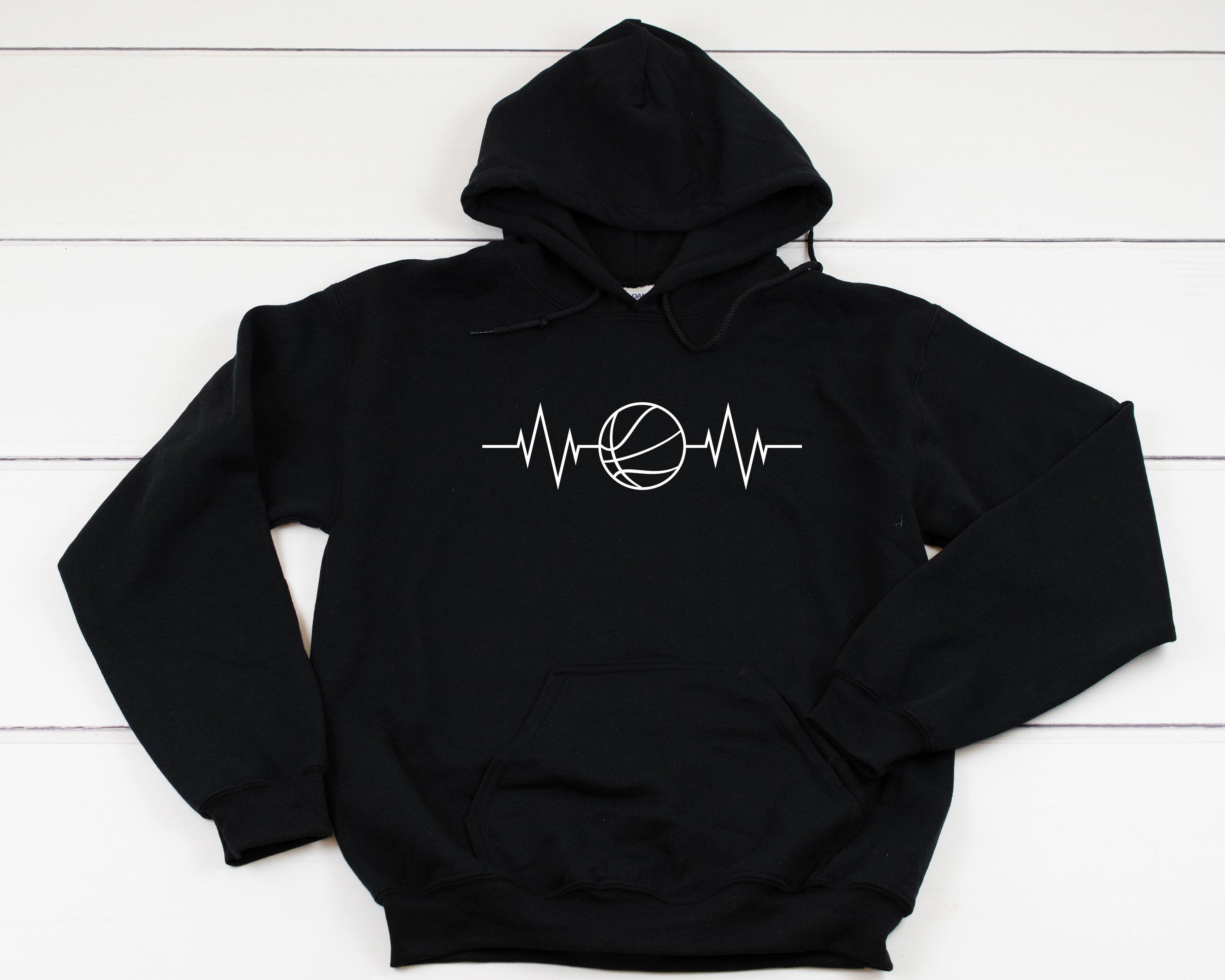 Basketball Heartbeat Heavy Blend Hooded Sweatshirt Hoodie