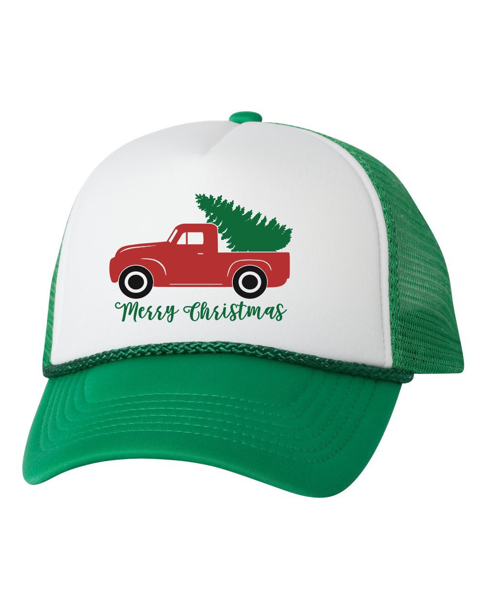 Merry Christmas Rustic Truck Trucker Hat Cap Christmas Hat Etsy