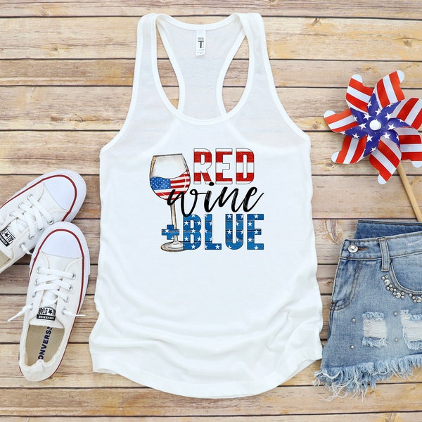 Wine Fourth Of July Shirt, Patriotic Wine Glass Racerback Tank, USA, 'Patriotic Shirt, Holiday Tank, July 4th Shirt, Freedom More Colors