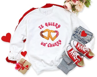 Te Quiero Un Churro Heavy Blend Crewneck Suéter, Suéter de San Valentín, Suéter V-Day, Suéter Divertido, Pan Dulce, Churros, San Valentin