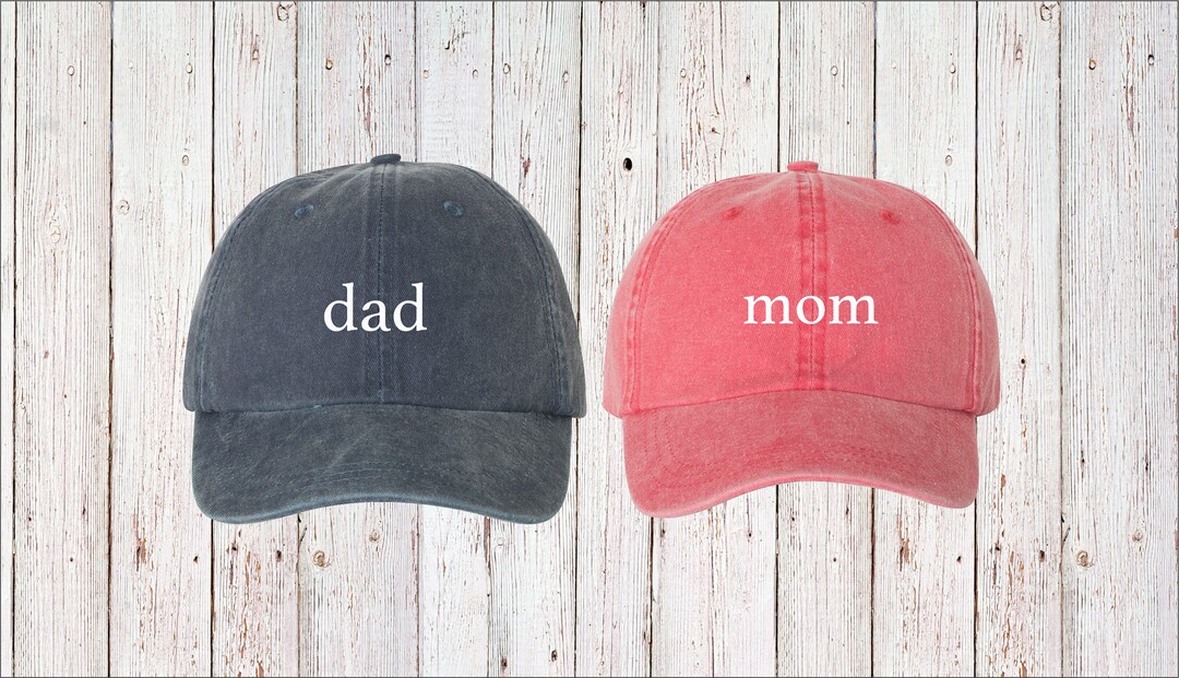 Mom & Dad Lowercase EMBROIDERED Unstructured Dad Hat Cap, Pigment Dyed ...