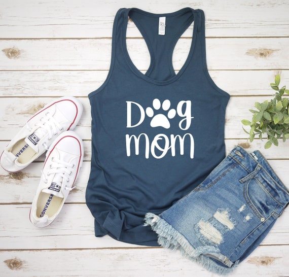 Dog Mom Paw women's racerback tank top shirt, Dog Lover Tank, Dog Mom Tank Top, Pet Lover Tank Top, Dog Mom, Fur Mama, More Colors!