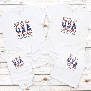 4th Of July, USA Retro Stacked Unisex Matching Shirts, USA Shirts, Family Matching Shirts, Group Shirts, 4th of July, USA Shirts 4th of July