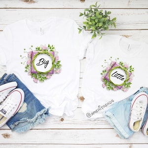 Big Little College Sorority shirts, Purple Flowers Frame sorority reveal shirts, Little sister, Big Sister, Big Little shirt, GBig GGBig