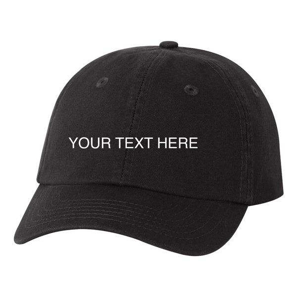 Your Text Here Custom Youth Dad Hat Adjustable Kid's Baseball Cap, Customize Your Own Color! Choose Any Color Hat And Vinyl Color Print!