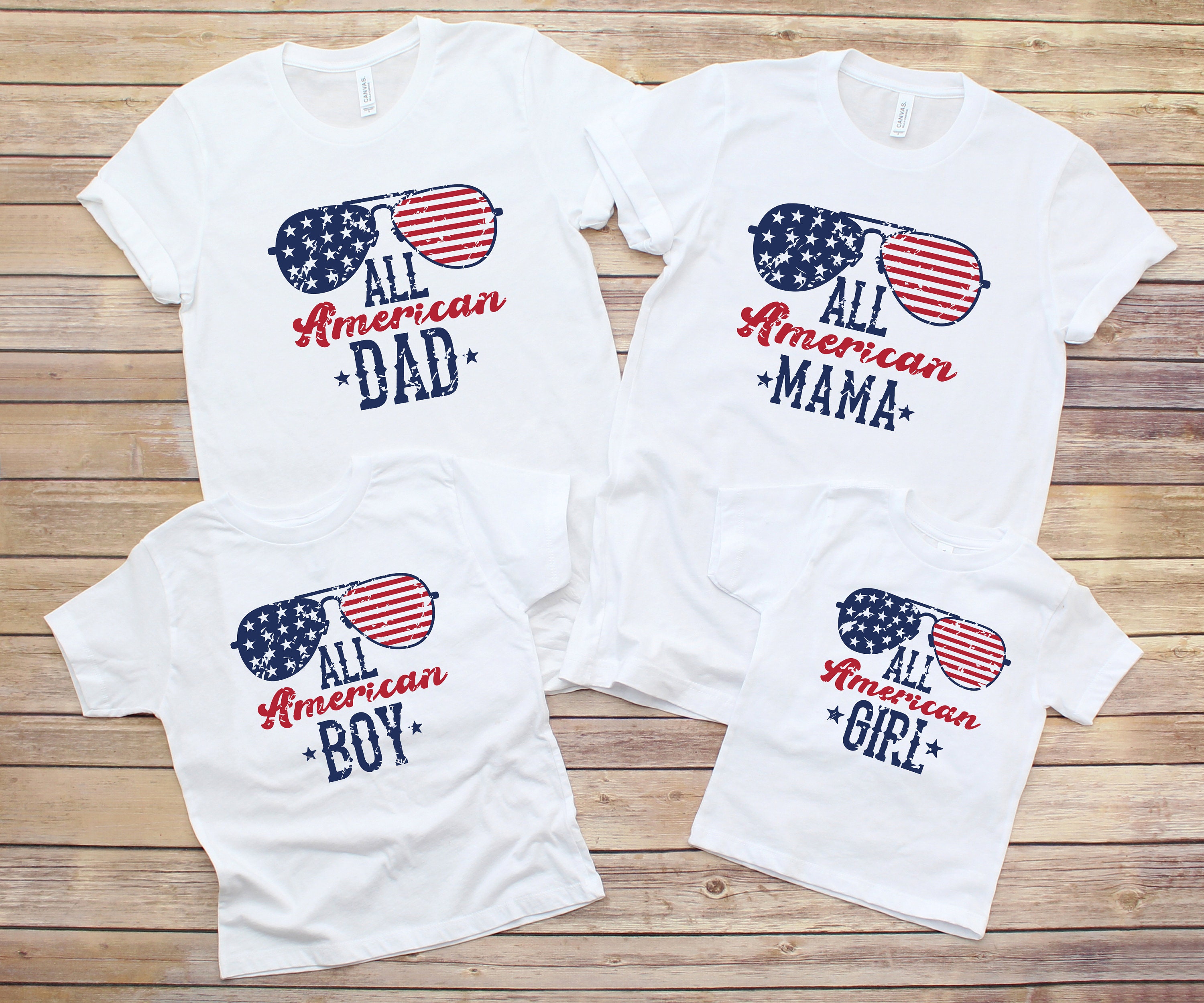 Mom Dad Baby Boy Girl 4th of July Matching Shirts 4th Of July American Family Shirts Mommy and Me Matching Shirts All American Family tee