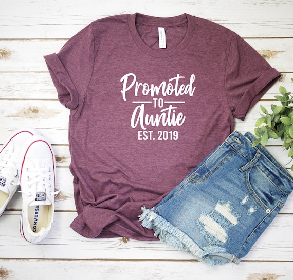 Promoted To Auntie Est 2019 New Aunt To Be Shirt Promoted To Auntie Est 2019 New Aunt To Be Shirt