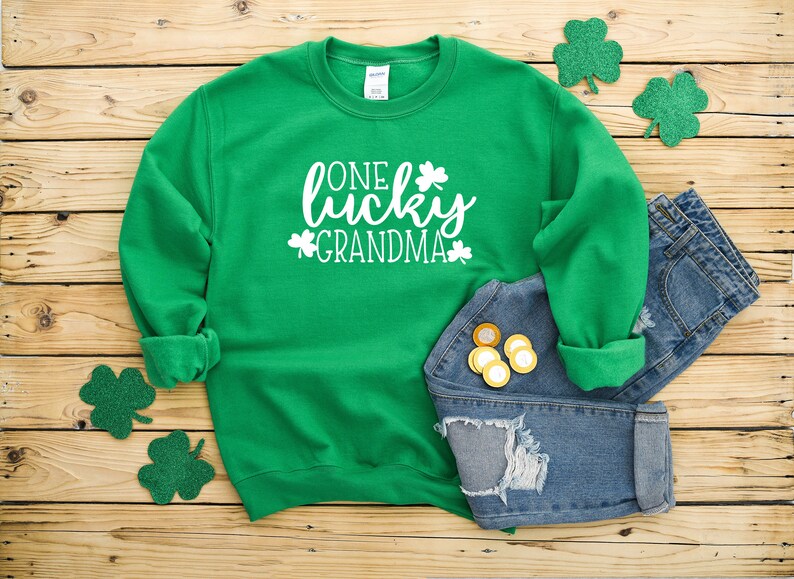 One Lucky Grandma St Patrick's Day Heavy Blend Crewneck Sweatshirt, Lucky Grandma St Patrick's Day, St Paddy's Day, Lucky, Gift For Grandma image 4