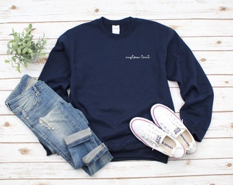 Custom Script Text Left Chest Heavy Blend Crewneck Sweatshirt, Custom Text, Left Chest Custom, Your Text Here, Custom Crewneck, Custom Gift