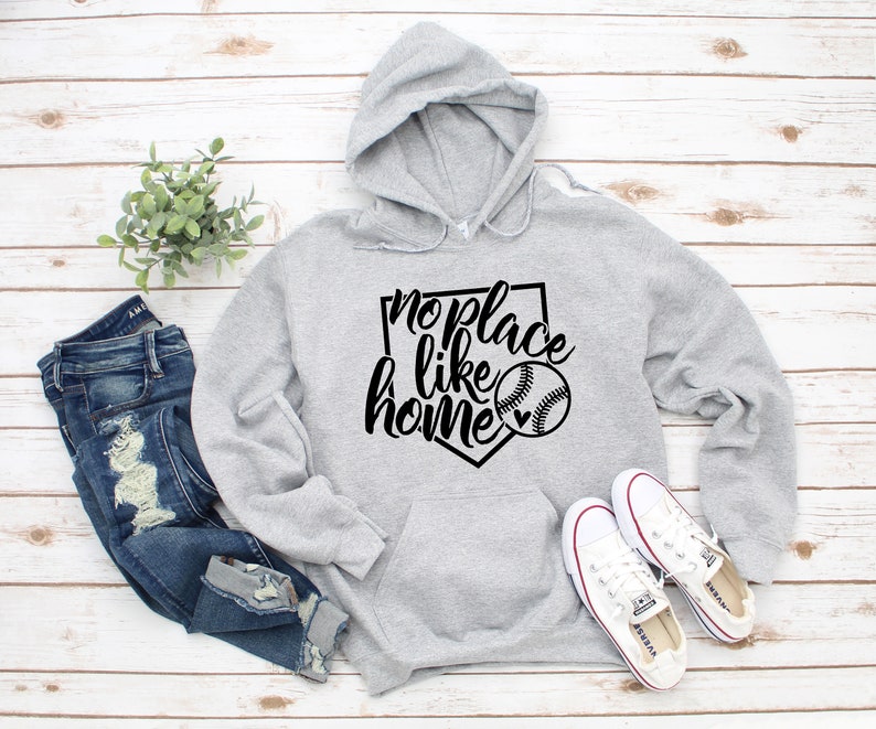 No Place Like Home Heavy Blend Hooded Sweatshirt Hoodie, Baseball Hoodie, Baseball Mom Hoodie, Funny Baseball Mom, Game Day, 12 Colors image 1