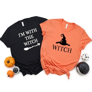 Halloween Couples Shirts T-Shirt, I&#39;m With The Witch, His & Hers, Matching Shirts, Couple Shirts, Best Friend Shirts, Funny Halloween Shirt