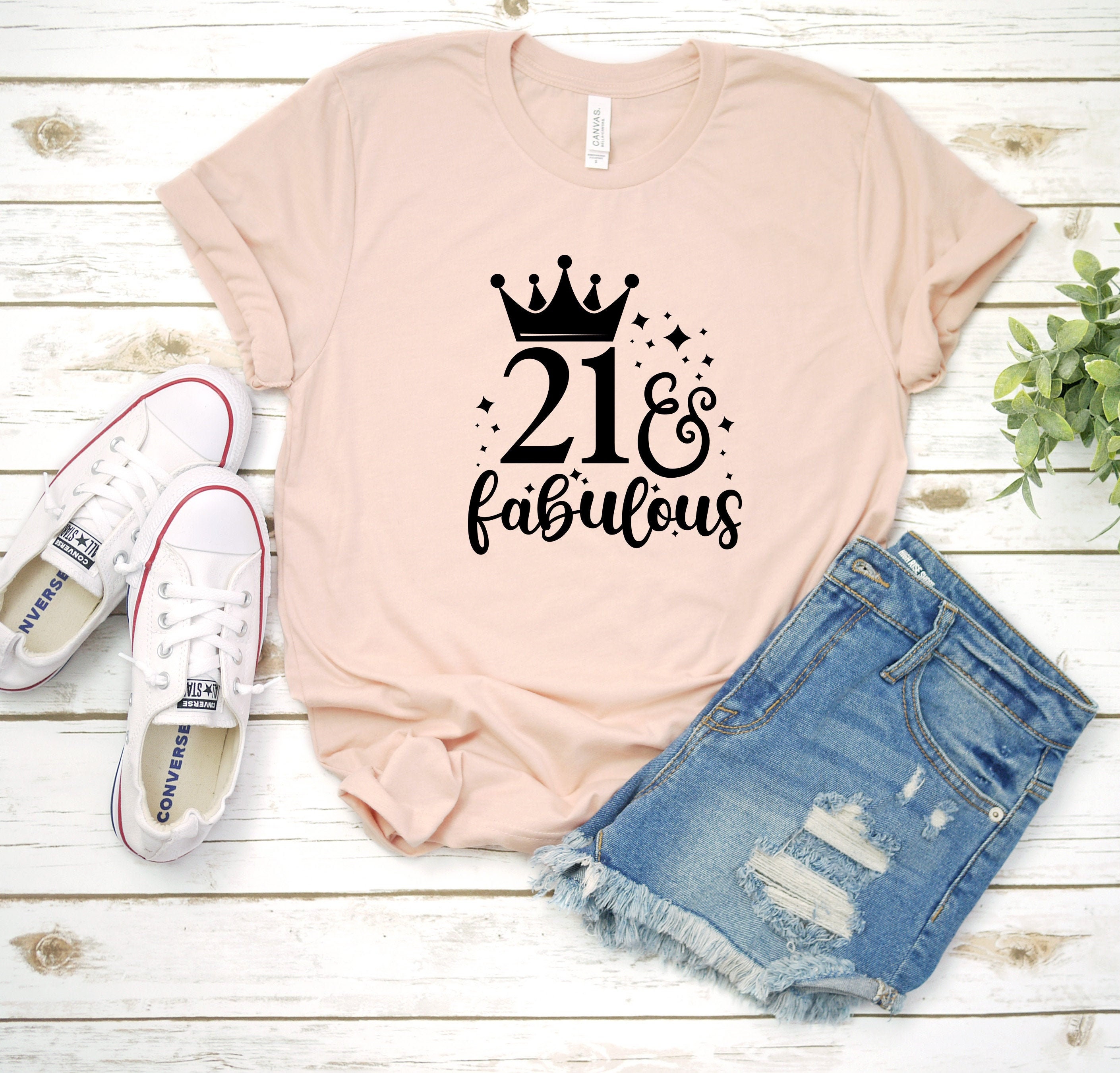 21 & Fabulous T-shirt, 21st Birthday Shirt, 21st B-day Tee, Twenty AF ...