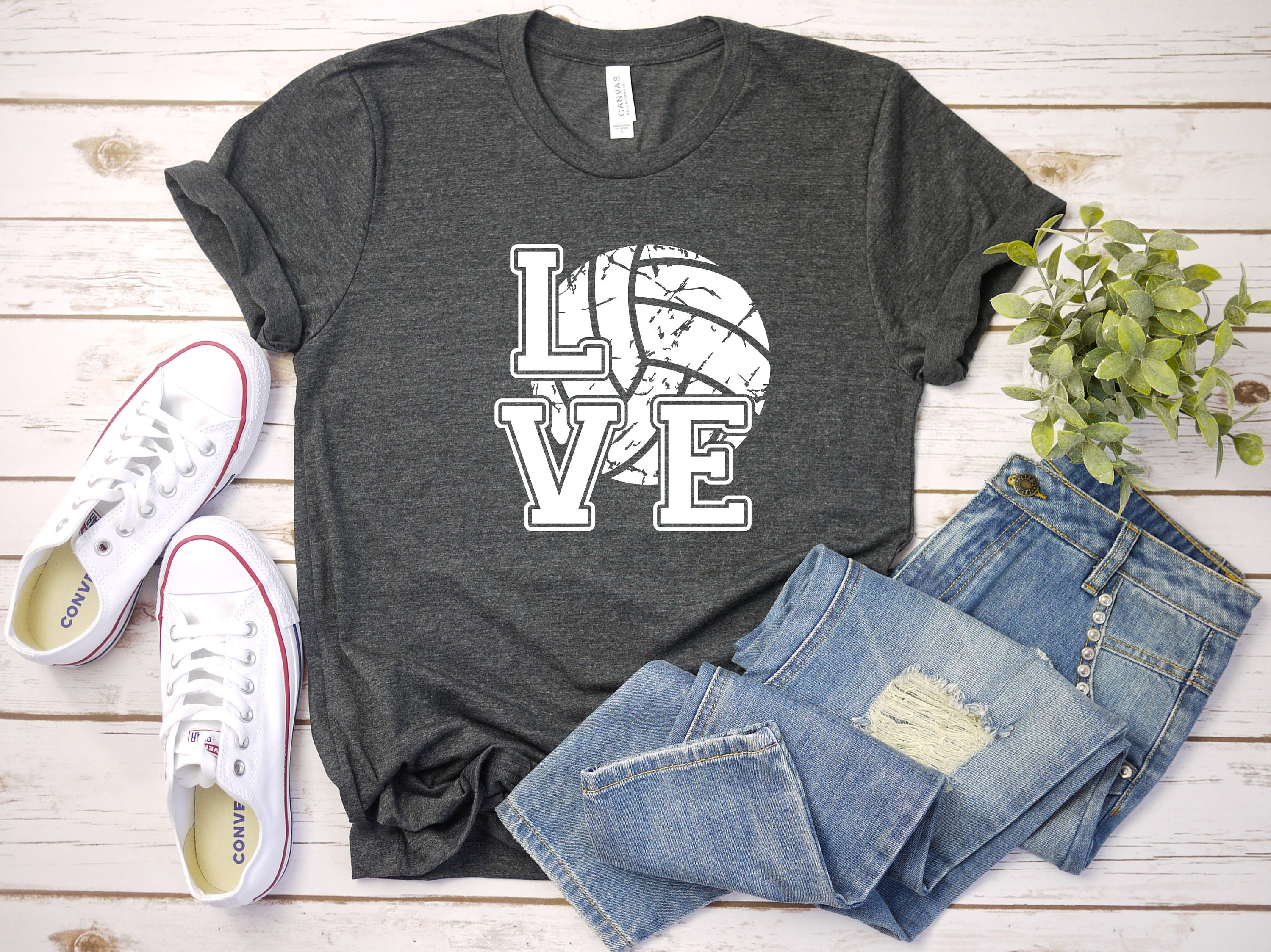 LOVE Volleyball Distressed T-shirt Volleyball Mom Shirt - Etsy