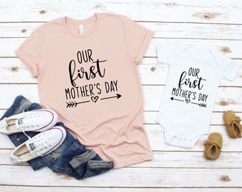 Mother&#39;s Day Mommy And Me Outfit, Our First Mother&#39;s Day, Mommy And Me Matching Shirts, Gift For Her, Mother&#39;s Day Gift, Mommy And Me Outfit