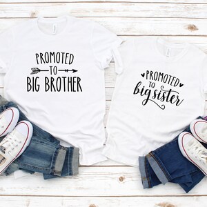 Promoted To Big Brother T-Shirt Tee, Promoted To Big Sister Shirt, Big Brother Shirts, Big Sister Shirts, Baby Announcement, Baby Reveal