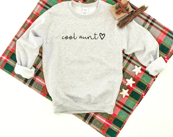 Cool Aunt HEART Script Heavy Blend Crewneck Sweatshirt, Gift For Aunt, Gift For Sister, Aunt To Be Sweater, Gift For Auntie, Gift For Her