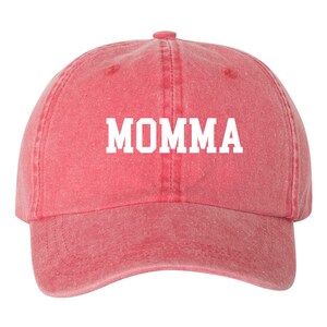 MOMMA Embroidered Dad Hat, Pigment Dyed Unstructured  Hat, Baby Announcement, Momma To Be, Choose Your Hat Color! Choose Any Color Thread!