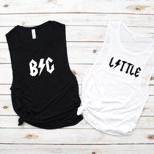 Big Little College Sorority Flowy Muscle Tank, Rock font sorority reveal shirts, Greek shirt, Little sister, Big Sister, Big Little, GBig