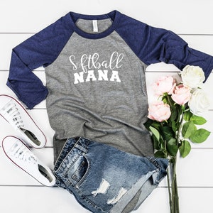 Softball Nana Unisex Three-Quarter Sleeve softball T-Shirt, softball Nana, Game Day Shirt, Sports Nana Shirts, Baseball Nana Tee, grandma