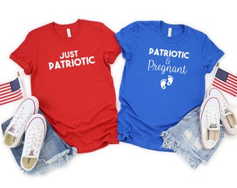 Couples Shirts T-Shirt, Pregnancy Announcement, 4th Of July, Fourth Of July Matching Shirts, His & Hers, Matching Shirts, Baby Shower, Baby
