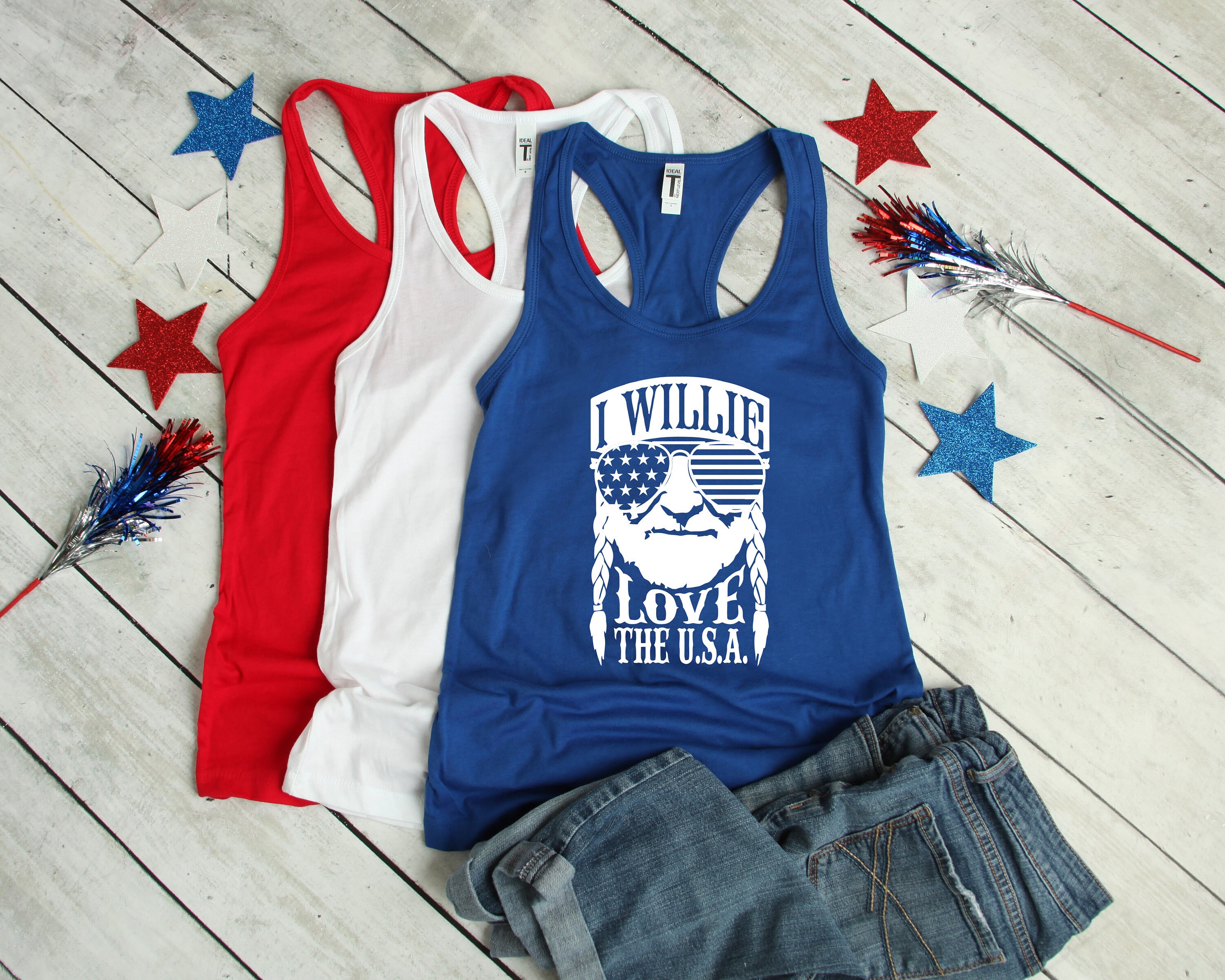 I Willie Love The Usa Women S Racerback Tank Top Shirt Etsy