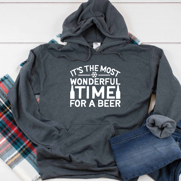 It's The Most Wonderful Time For A Beer Heavy Blend Hooded Sweatshirt Hoodie, Christmas Hoodie, Christmas Hooded Sweater, Beer Hoodie