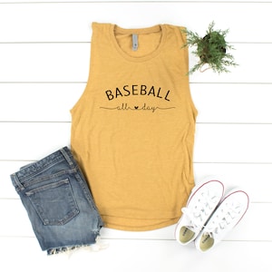 Baseball All Day Women's Festival Muscle Tank Top Shirt, Baseball Mom, Game Day Shirt, Baseball Mom, Baseball Shirt, Baseball Shirts