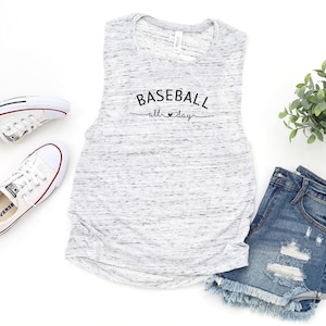 Baseball All Day Flowy Muscle Tank Top, Baseball Game Day Shirt, Baseball Mom, Baseball Shirt, Baseball Mom Shirt, Baseball Mom Baseball