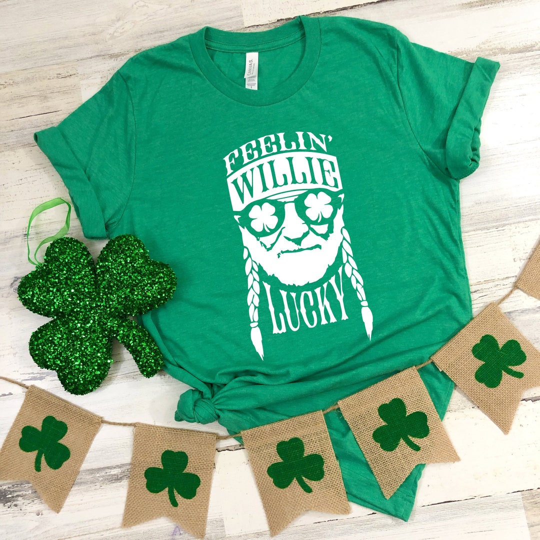 Lucky Shamrock St. Patrick's Day Shirt For Women - Irish Green Glitter Graphic Tee (Cotton Blend)