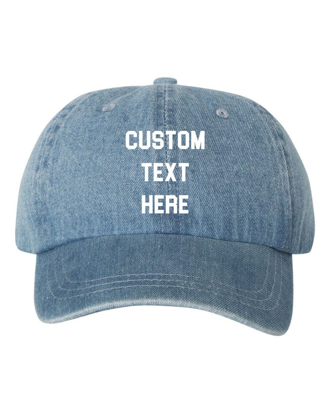 Your Text Here Custom Blue Denim Dad Hat Cap, Unstructured