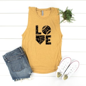 LOVE Baseball Distressed Women&#39;s Festival Muscle Tank Top Shirt, Baseball Mom, Game Day Shirt, Baseball Mom, Baseball Shirt, Baseball Shirts