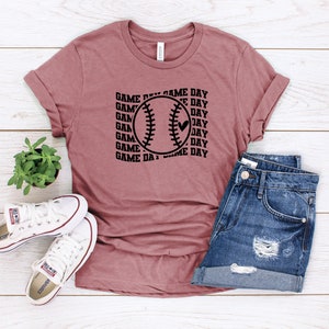 Game Day Stacked BASEBALL Unisex T-Shirt, Baseball Mom Shirt, Women&#39;s Baseball Shirt, Baseball Fan Shirt, Baseball Shirt, Softball Shirt