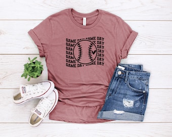 Game Day Stacked BASEBALL Unisex T-Shirt, Baseball Mom Shirt, Women's Baseball Shirt, Baseball Fan Shirt, Baseball Shirt, Softball Shirt