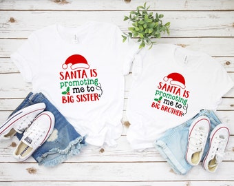 Pregnancy Announcement, Santa is Promoting Me Toddler & Youth T-Shirt, Big Brother, Big Sister, Announcement, Christmas Shirts