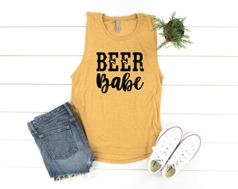 Beer Babe Women's Festival Muscle Tank Top Shirt, Beer Shirt, Summer Time, Women's Shirt, Concert Shirt, Day Drinking Shirt