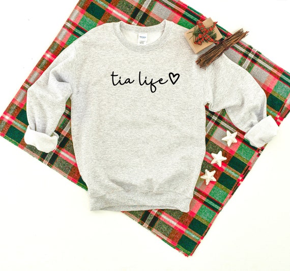 Tia Life Script Heavy Blend Crewneck Sweatshirt, Auntie Shirt, Gift For Auntie, Auntie Gift, Aunt Sweater, Gift For Aunt