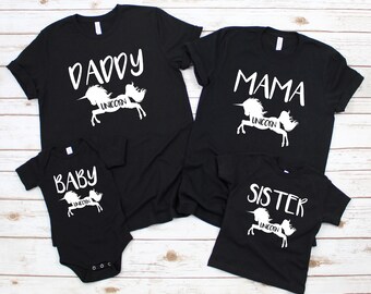 Family Matching Unicorn Shirts, Mommy and Me Outfits Unicorn Girl Unicorn Shirt Baby Toddler Mom Dad Matching Shirts Mommy & Me for Birthday