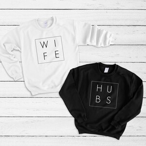 Couples Crewneck Sweatshirt, Wife Husband SQUARE, His & Hers Shirts, Funny, Couples Matching Shirts, Wedding Gift, Valentine&#39;s Day, wedding