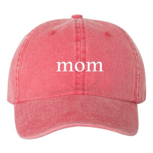 mom Lowercase EMBROIDERED Unstructured Dad Hat Cap, Pigment Dyed Baseball Cap, Baby Announcement, Mom Dad To Be, Choose Hat Color!