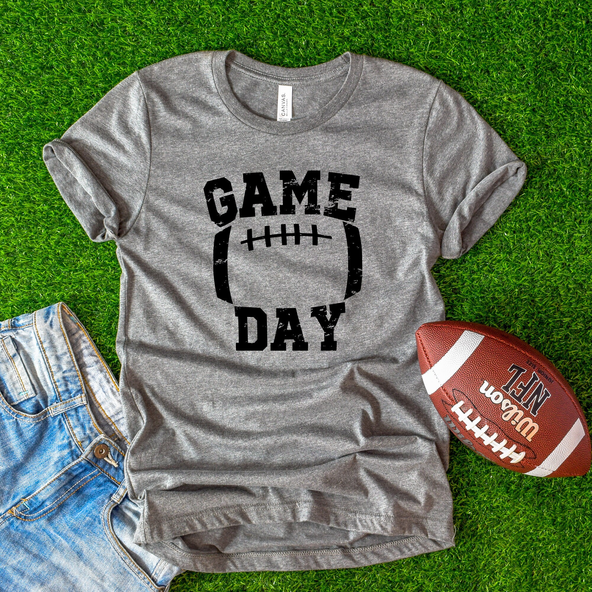 Distressed Football Season Tee Shirt
