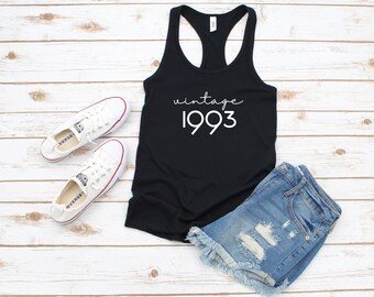 30th Birthday, Vintage 1993 SCRIPT Women's Racerback Tank Top, 30th B-Day, Thirty AF, Funny 30th Birthday, 30th Birthday Gift, Birthday gift