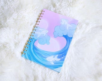 Waves Sticker Book - Hardcover Magical and Dreamy Oceanic Scene Sticker Album - Reusable Sticker Collecting Book with Peel Back Pages