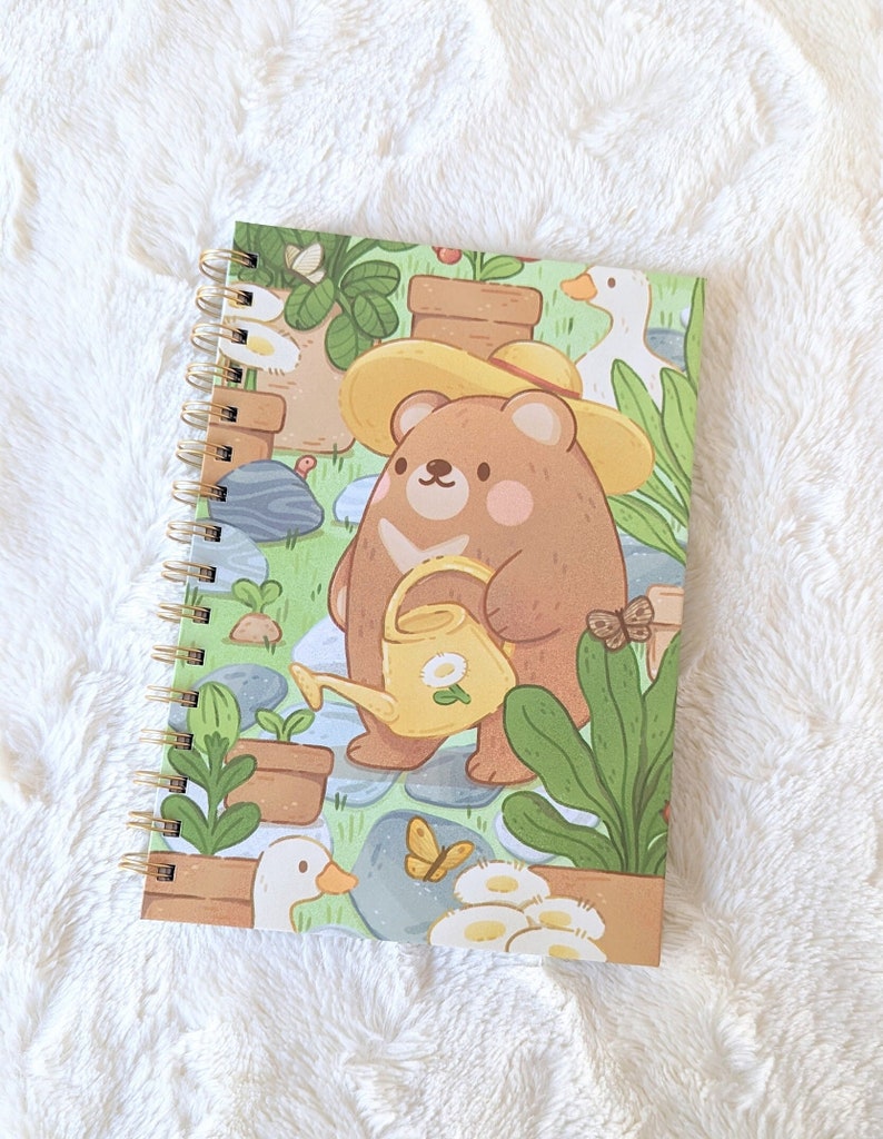 Garden Friends Sticker Book Hardcover Bear and Geese in a Garden Sticker Album Reusable Sticker Collecting Book with Peel Back Pages image 1