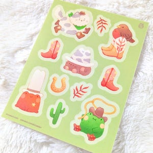 Cute Cowpoke - Kawaii Cowboy Stickers - Waterproof Sticker Sheet