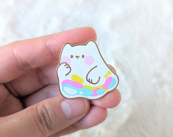 Bubble Ghost Cat - Cute Dreamy Bubble Enamel Pin