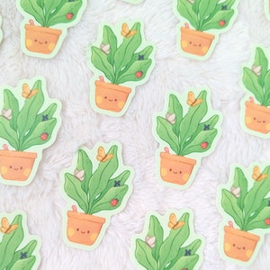 Garden Friends Cute Bear, Rabbit and Plant Characters Waterproof Vinyl Stickers image 6