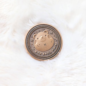 Luck Ruka Coin - Cute and Kawaii Collectible - Antique Gold - Lucky Coin - Challenge Coin