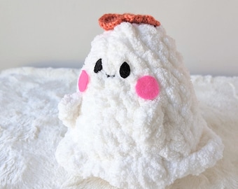 Little Leaf Ghost - Handmade Cute Crochet Ghost Plush - An Arcasian x FalseBubbles Collab