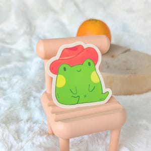 Jee-Frosch! - Frosch in einem Cowboyhut Wasserdichte Vinyl Aufkleber
