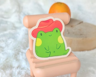 Yee-Frog! - Frog in a Cowboy Hat Waterproof Vinyl Stickers